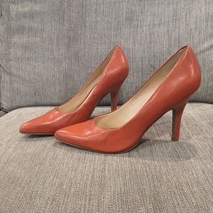 Nine West Women's Burnt Orange Leather Heel Shoes Size 8.5